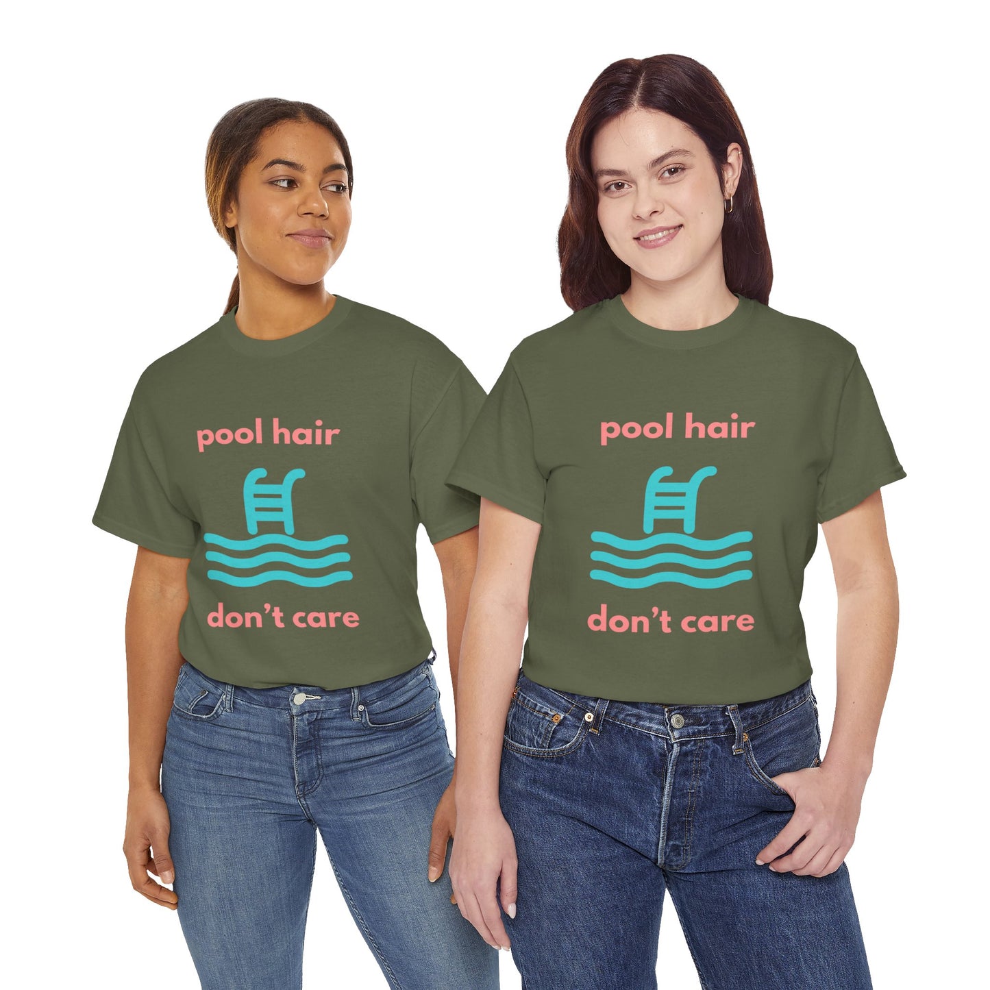 Unisex Heavy Cotton Tee - Pool Hair, Don't Care