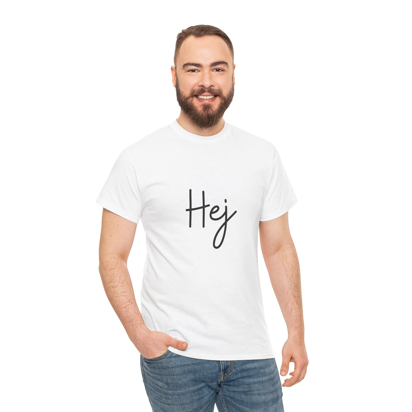 "Hej" (Danish Greeting) Unisex Heavy Cotton Tee