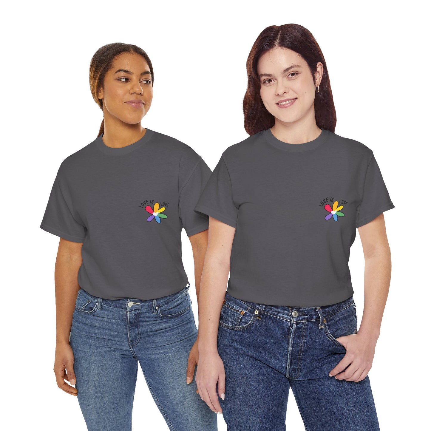 Unisex Heavy Cotton Tee - Rainbow Flower Mini