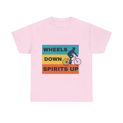 Unisex Heavy Cotton Tee - Wheels Down, Spirits Up