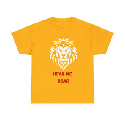 Hear me Roar T-Shirt, Bright, vibrant, make a statement t-shirt. This is for the bold, certain, animal lover, who adores a cat.  Full with paw on the rear. Wildlife.