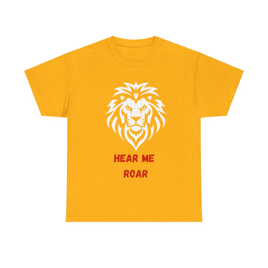 Hear me Roar T-Shirt, Bright, vibrant, make a statement t-shirt. This is for the bold, certain, animal lover, who adores a cat.  Full with paw on the rear. Wildlife.