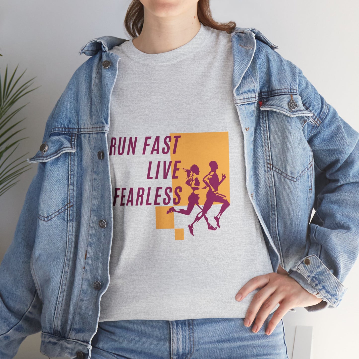 Unisex Heavy Cotton Tee - Run Fast, Live Fearless