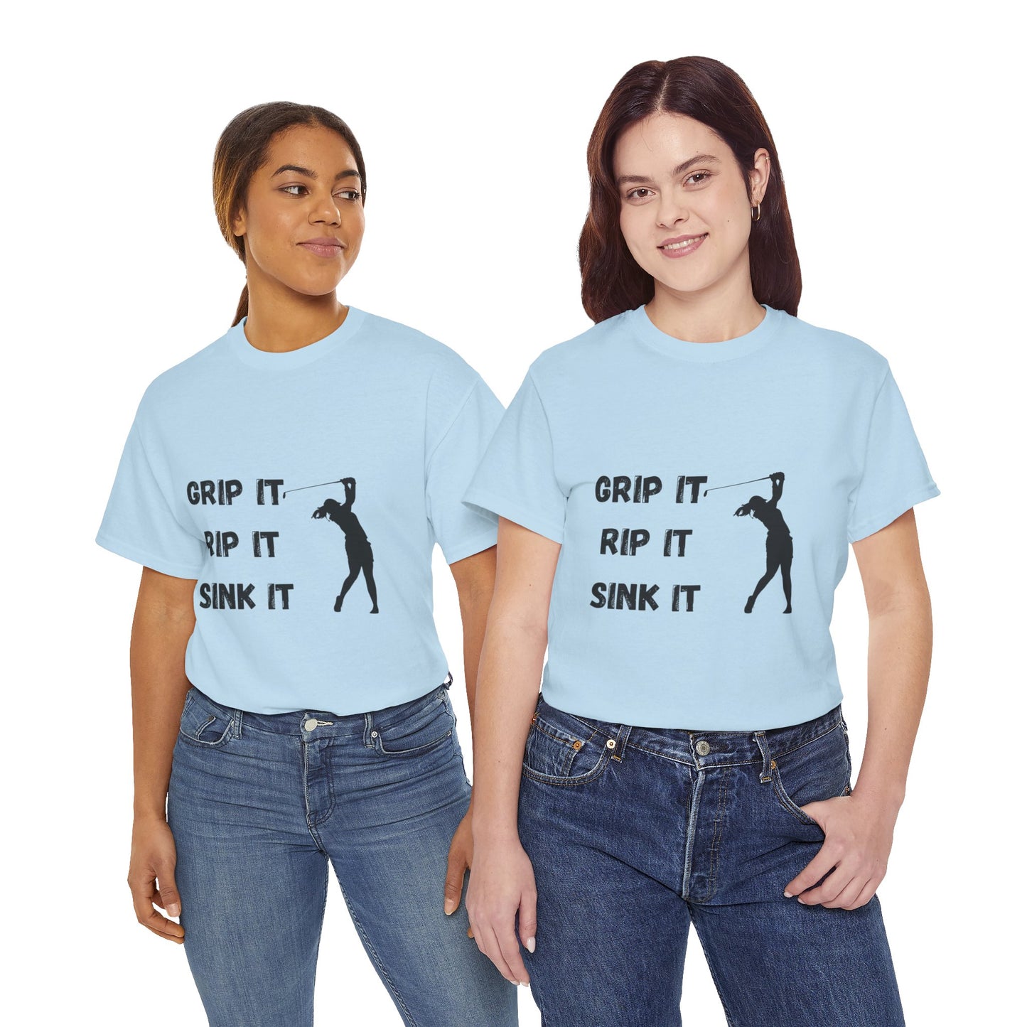 Unisex Heavy Cotton Tee - Grip It, Rip It, Sink It Woman