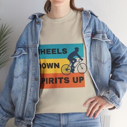 Unisex Heavy Cotton Tee - Wheels Down, Spirits Up