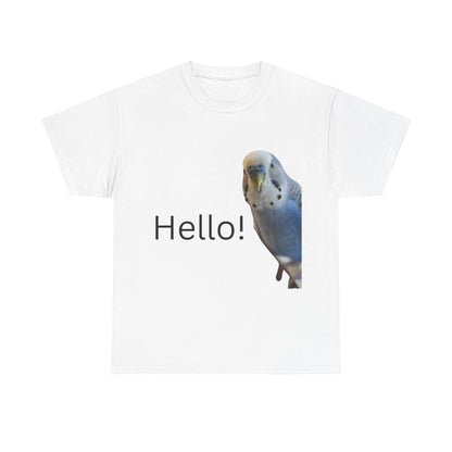 Hello Budgie T-shirt for Budgie lovers and bird enthusiasts.