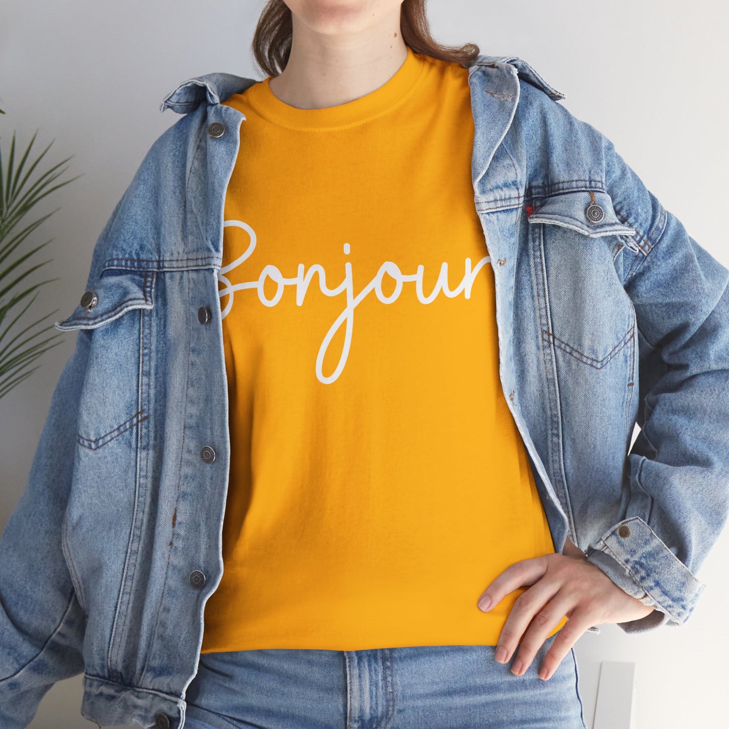 "Bonjour" & "Au Revoir" (French Greetings) Unisex Heavy Cotton Tee