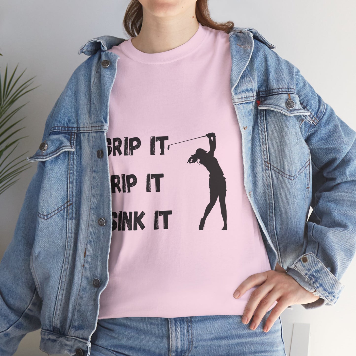 Unisex Heavy Cotton Tee - Grip It, Rip It, Sink It Woman