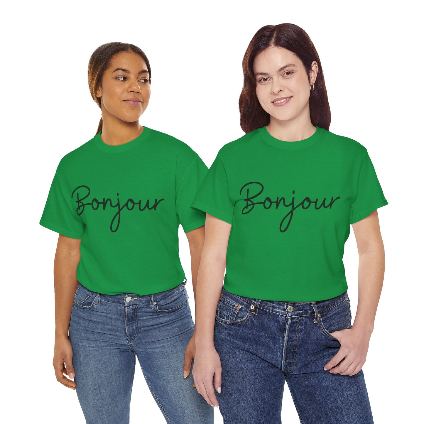 "Bonjour" (French Greeting) Unisex Heavy Cotton Tee