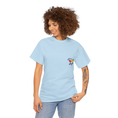 Unisex Heavy Cotton Tee - Rainbow Flower Mini