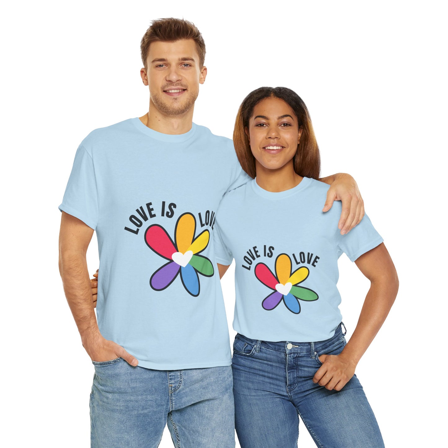 Unisex Heavy Cotton Tee - Rainbow Flower