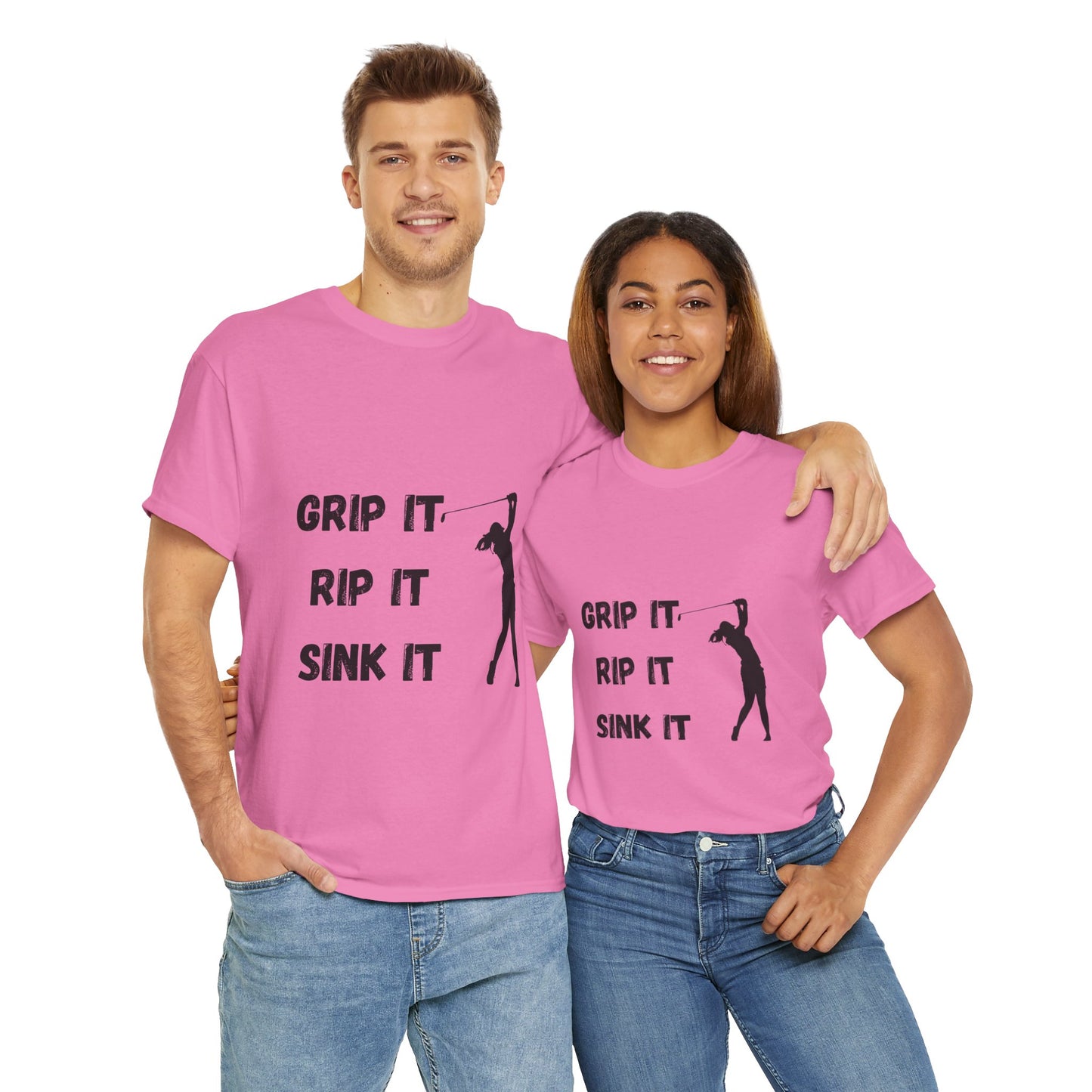 Unisex Heavy Cotton Tee - Grip It, Rip It, Sink It Woman