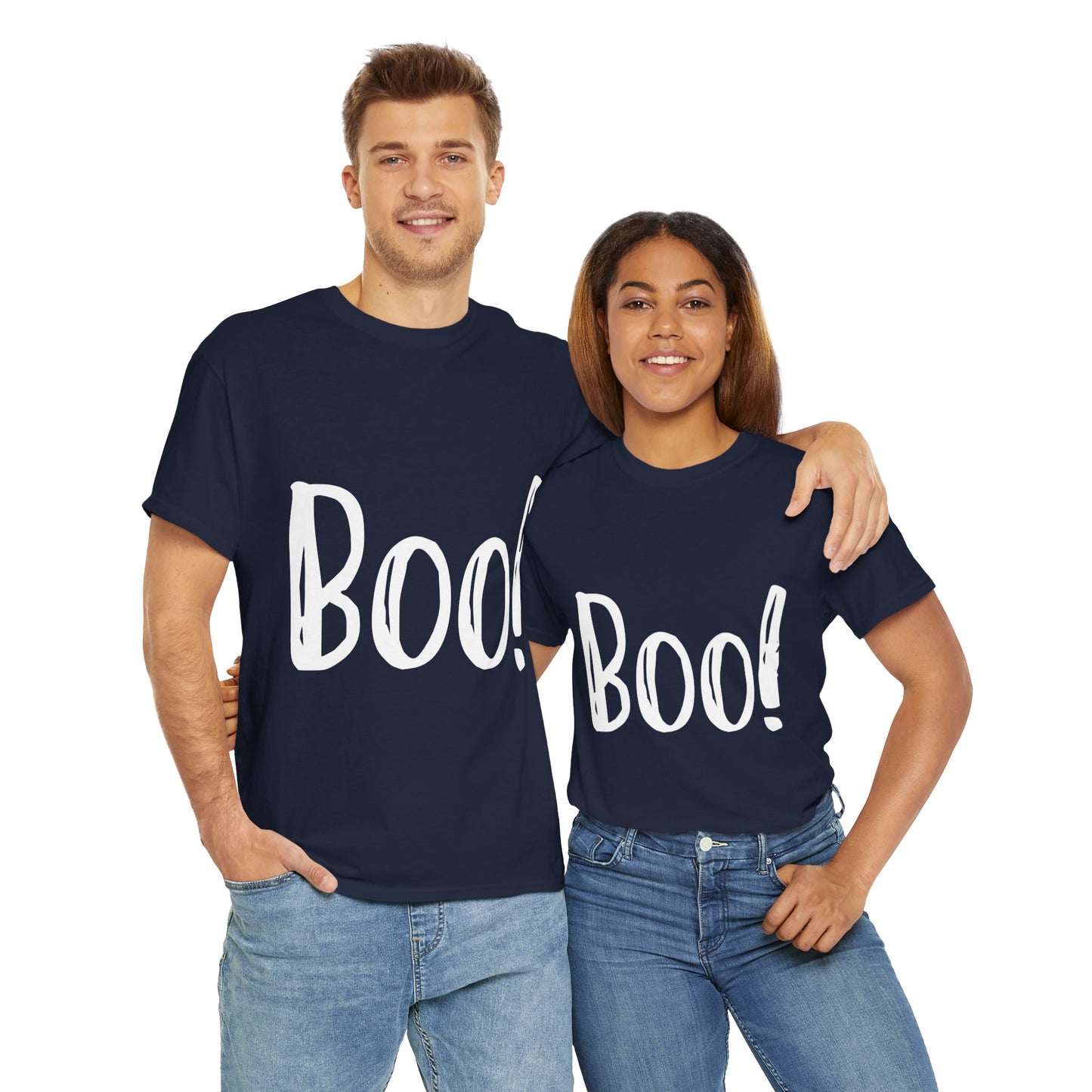 Unisex Heavy Cotton Tee - Boo White Print