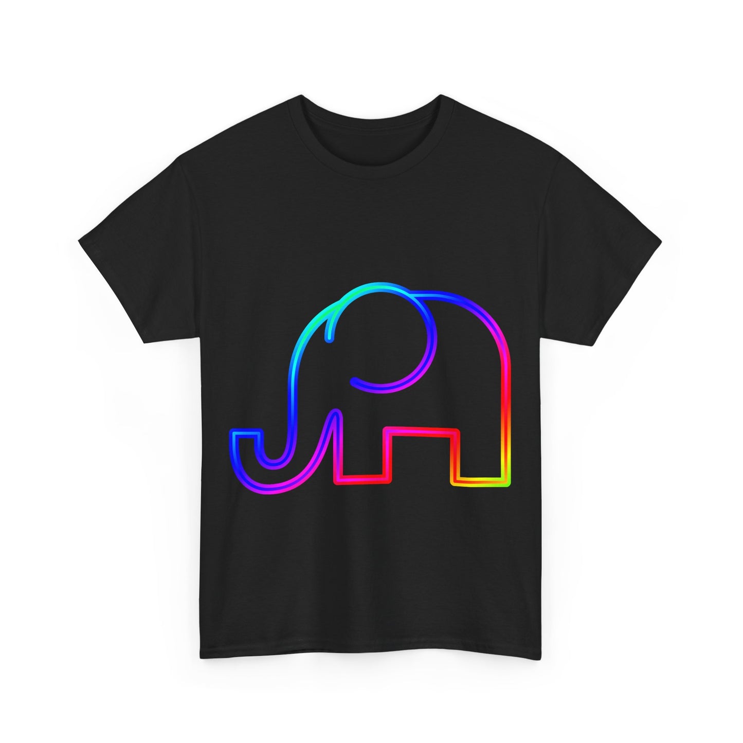 vibrant animal lover t-shirt with colourful rainbow elephant outline. Great for as a gift. Great for wildlife adventures.