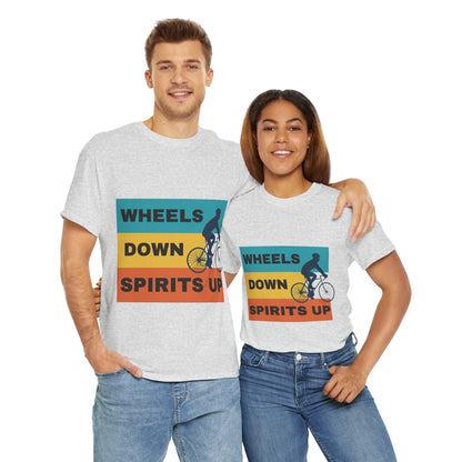 Unisex Heavy Cotton Tee - Wheels Down, Spirits Up