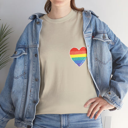 Unisex Heavy Cotton Tee - Love Is Love Rainbow Heart Mini