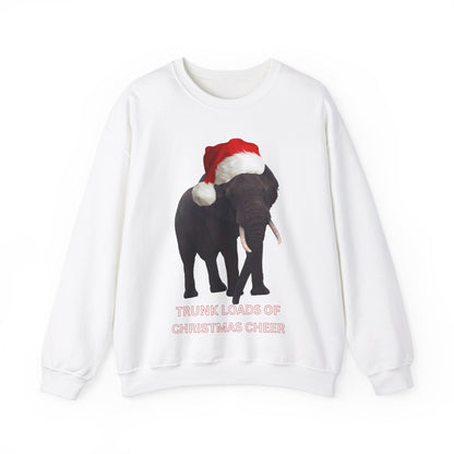 vibrant Elephant themed christmas jumper for animal lovers and wildlife lovers. trunk loads of Christmas Cheer