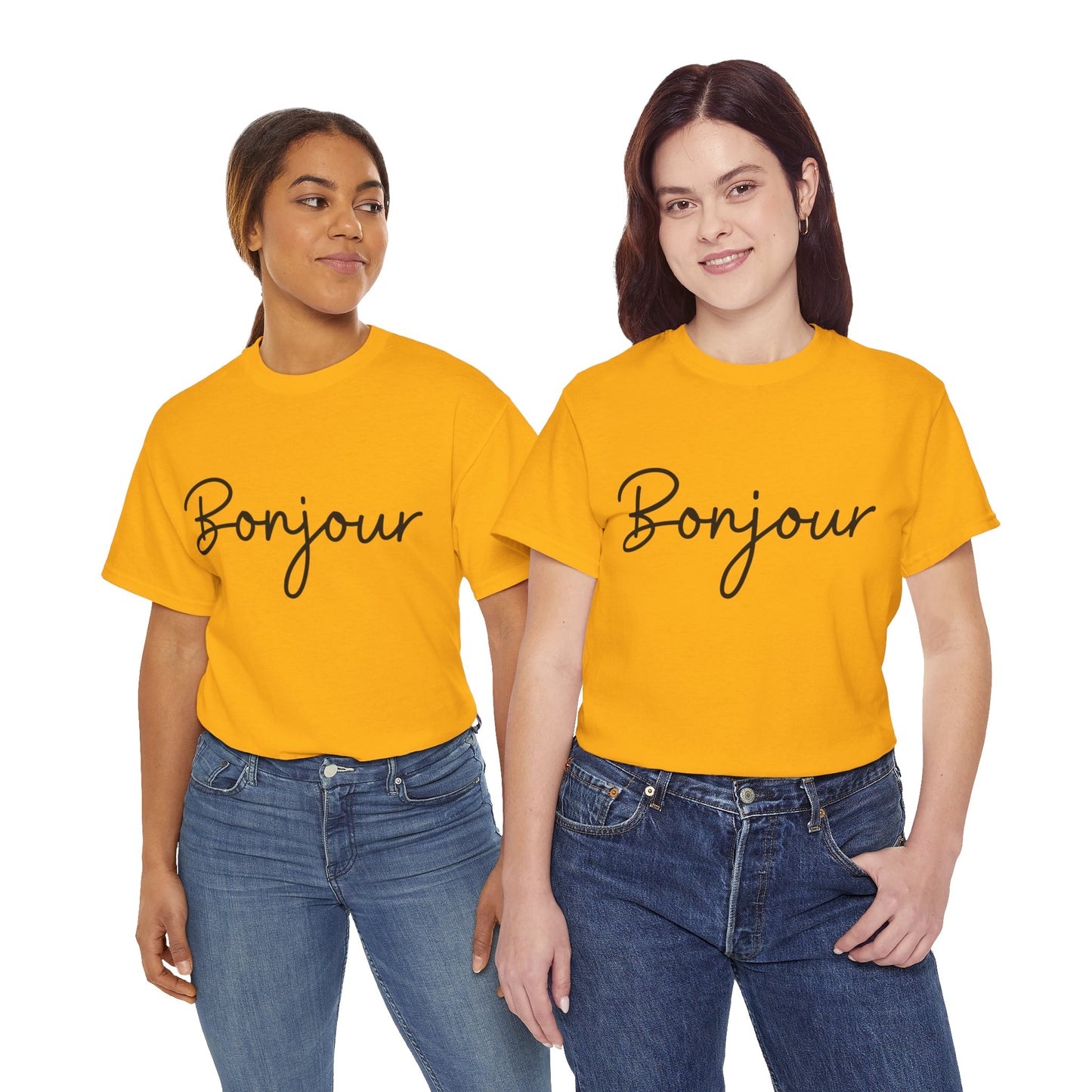 "Bonjour" (French Greeting) Unisex Heavy Cotton Tee