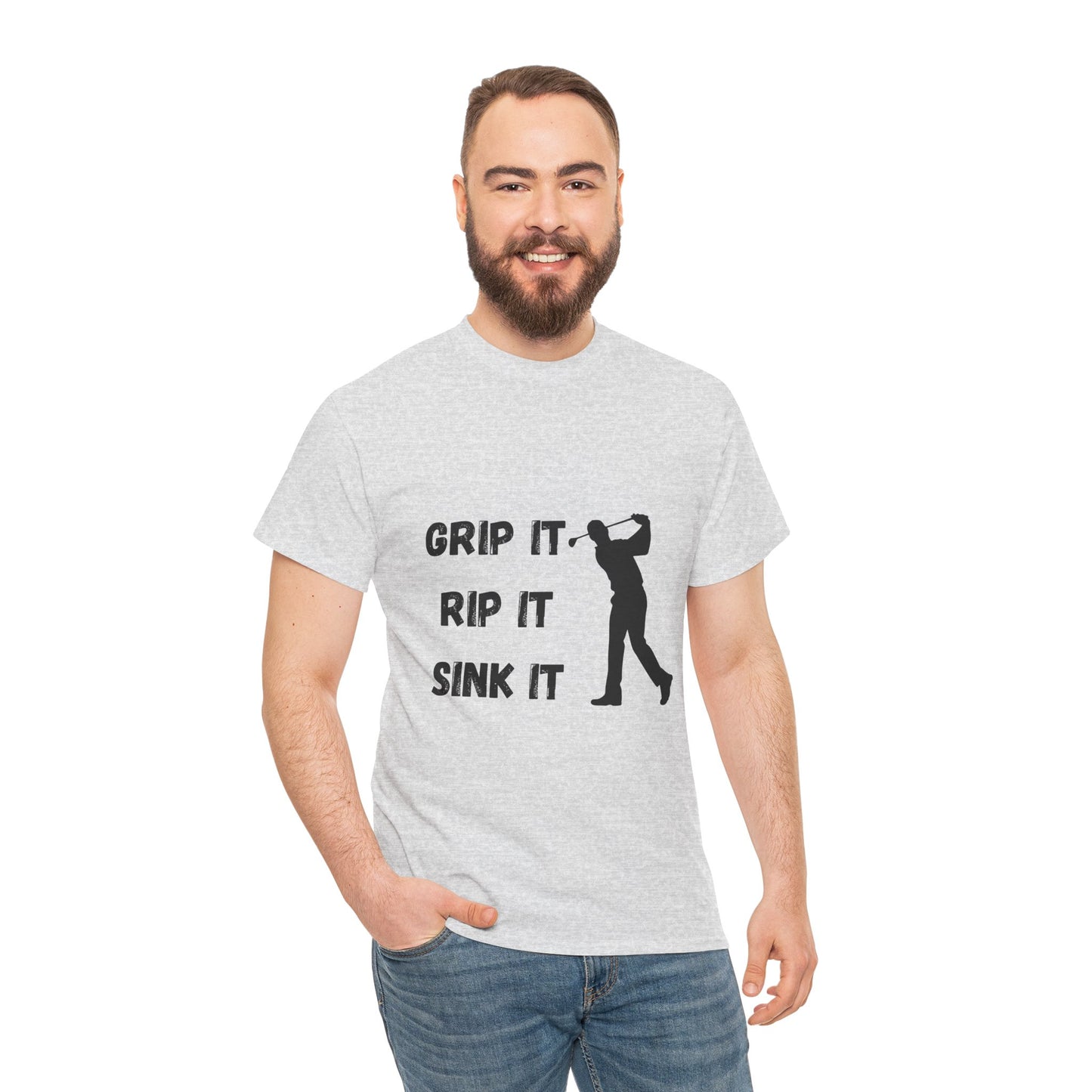 Unisex Heavy Cotton Tee - Grip It, Rip It, Sink It Man