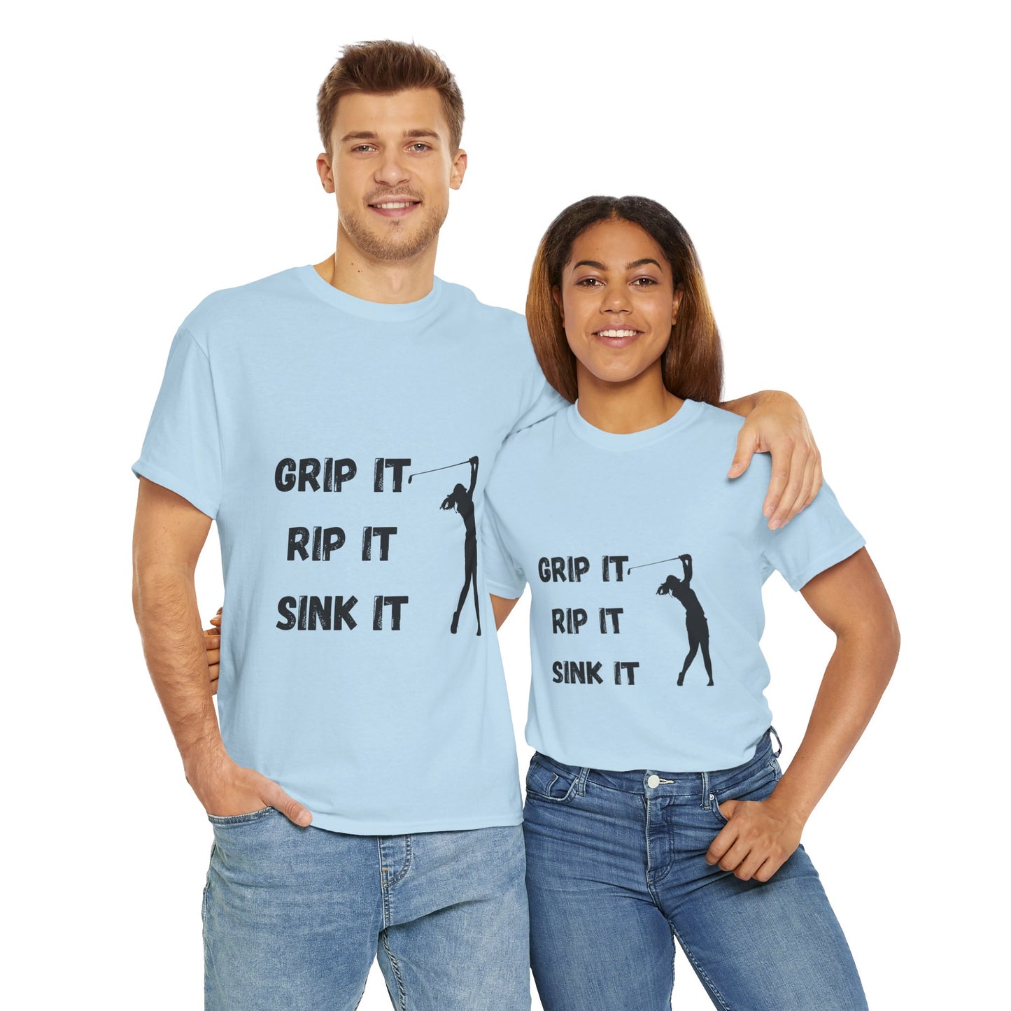 Unisex Heavy Cotton Tee - Grip It, Rip It, Sink It Woman