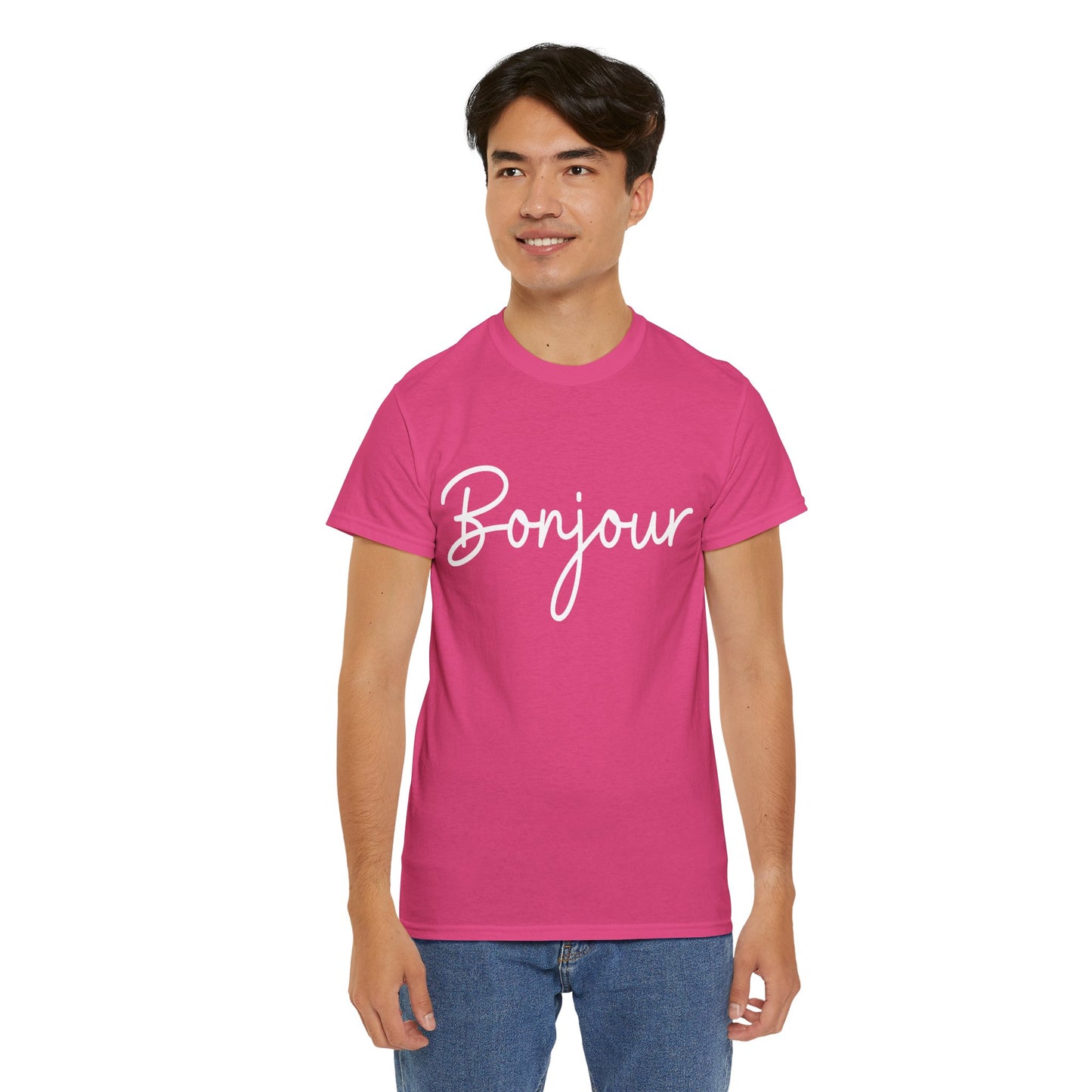 "Bonjour" & "Au Revoir" (French Greetings) Unisex Heavy Cotton Tee