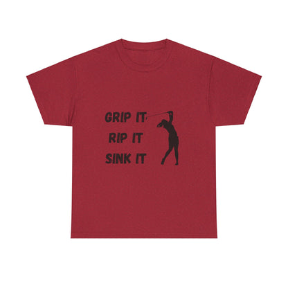 Unisex Heavy Cotton Tee - Grip It, Rip It, Sink It Woman