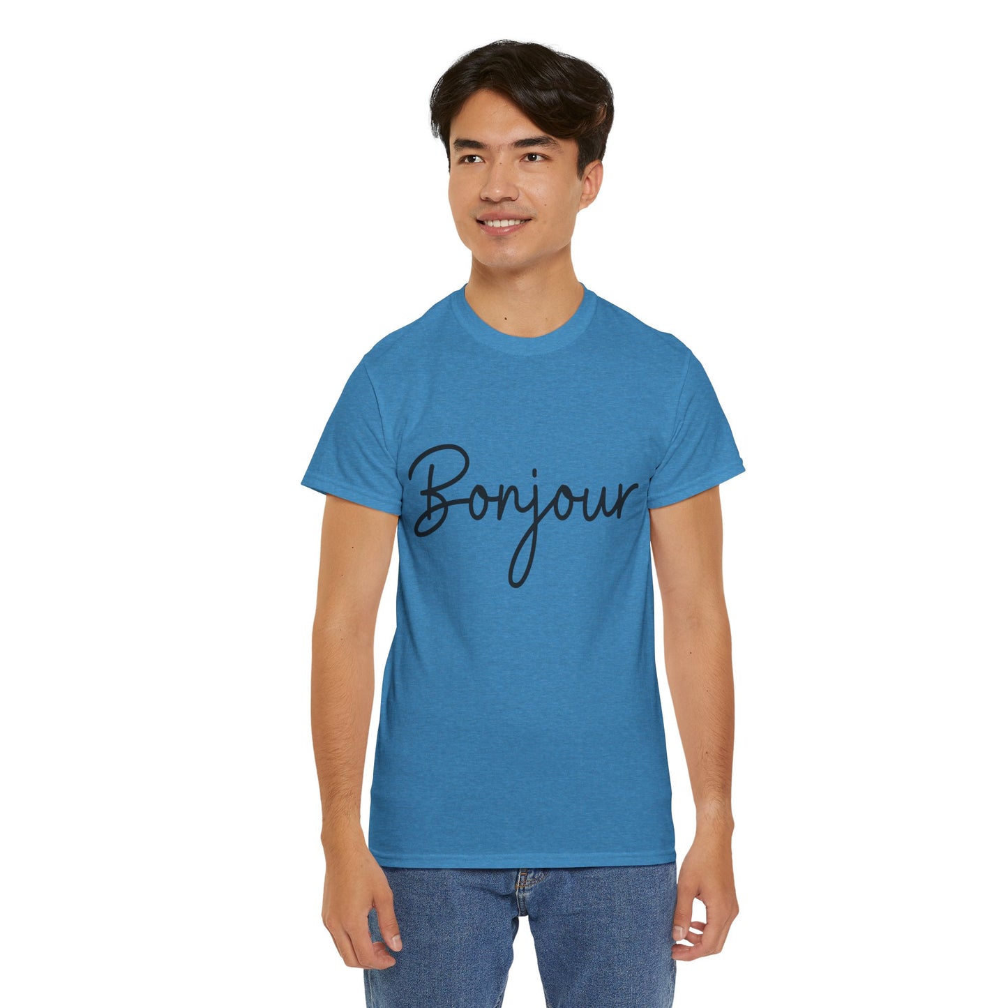 "Bonjour" (French Greeting) Unisex Heavy Cotton Tee