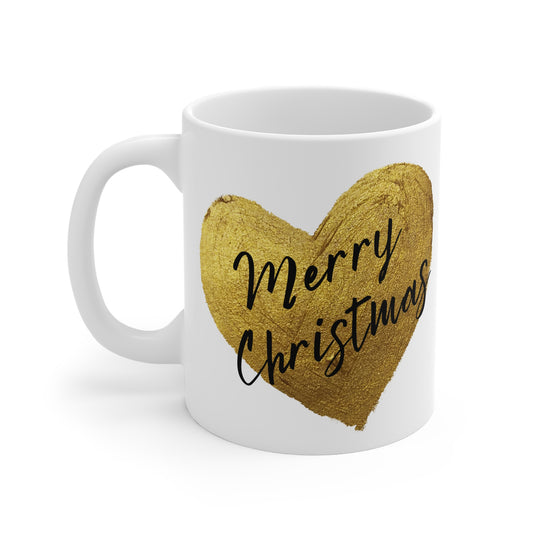 Merry Christmas Gold Heart Mug