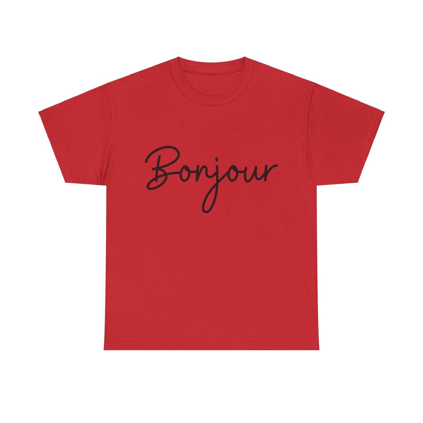 "Bonjour" (French Greeting) Unisex Heavy Cotton Tee