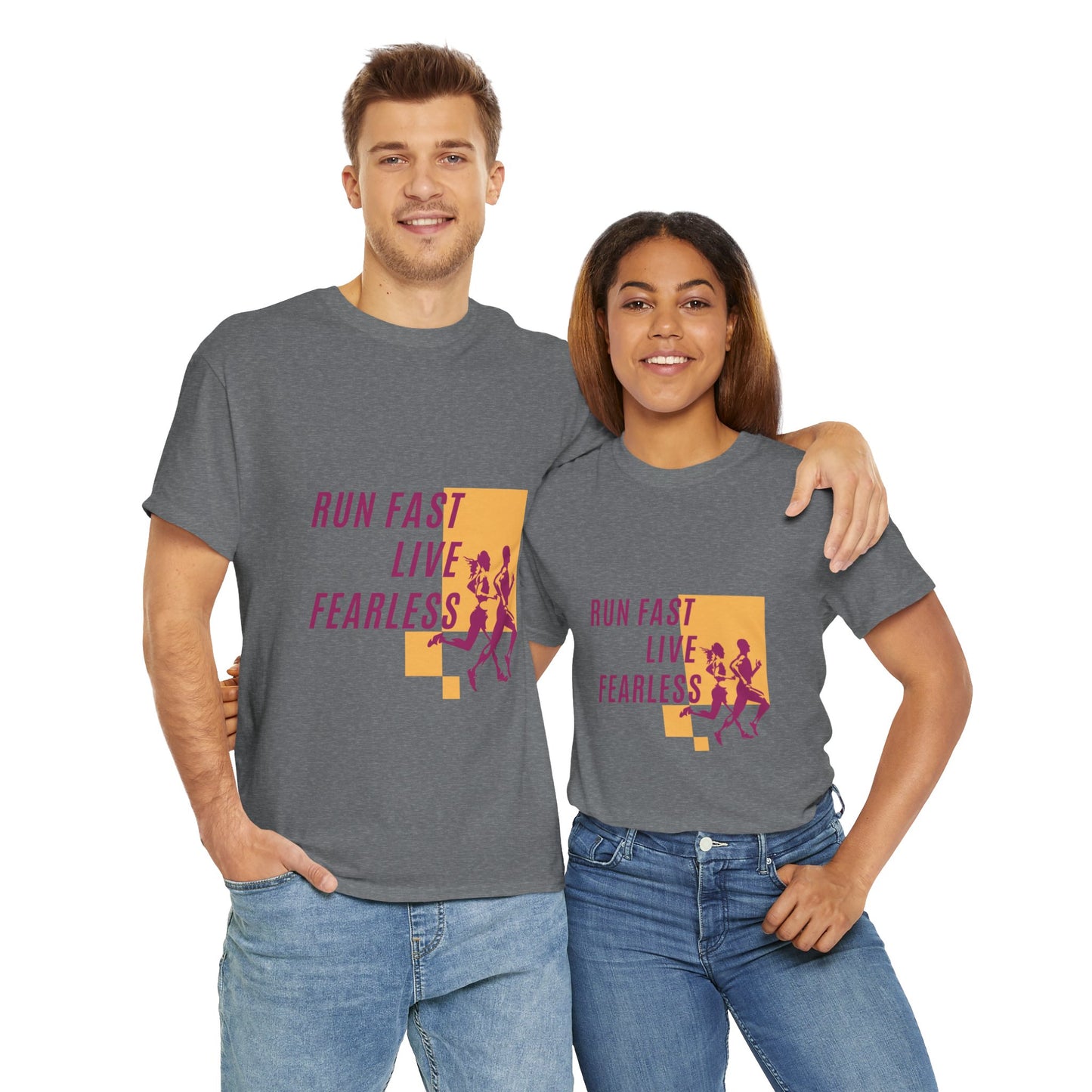 Unisex Heavy Cotton Tee - Run Fast, Live Fearless