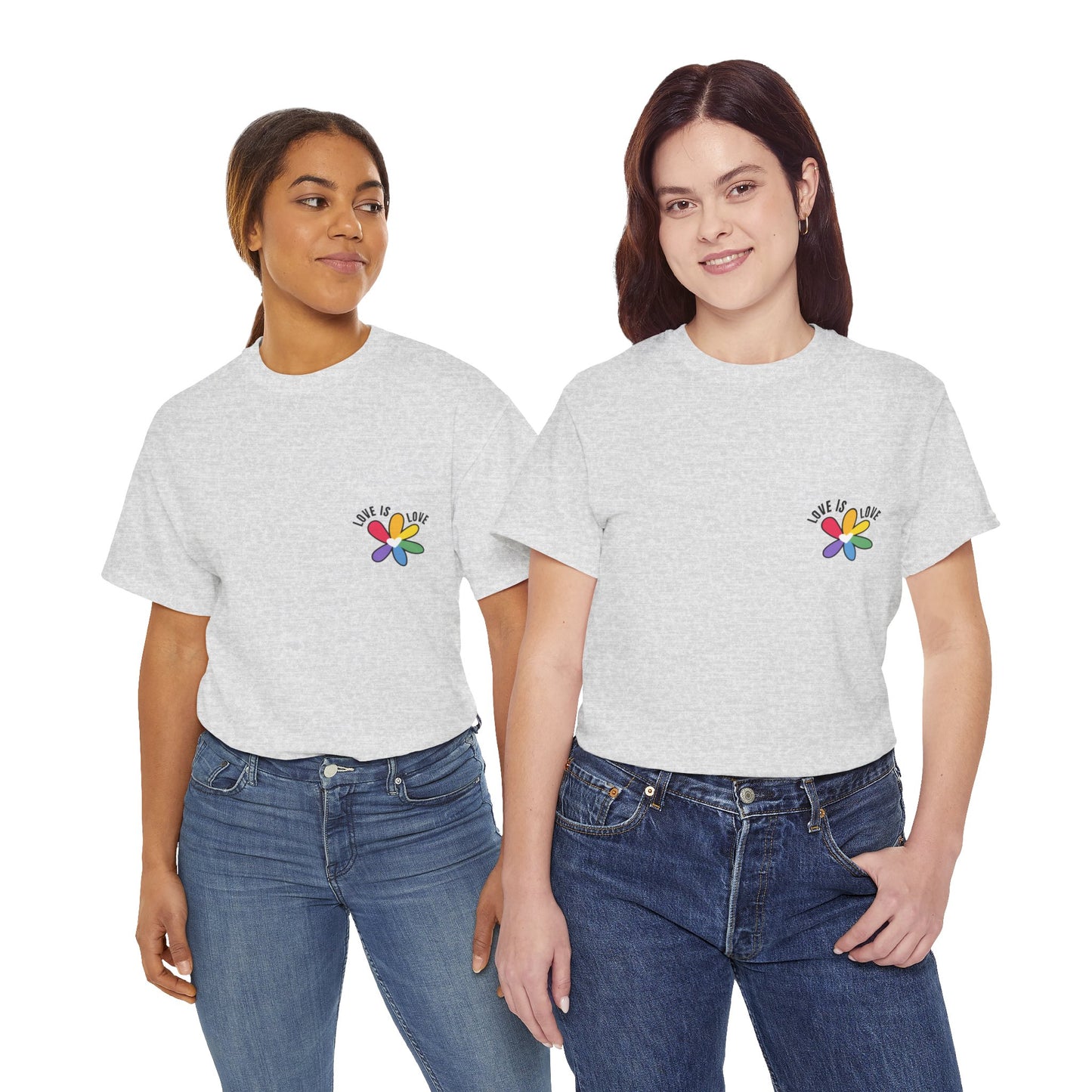 Unisex Heavy Cotton Tee - Rainbow Flower Mini