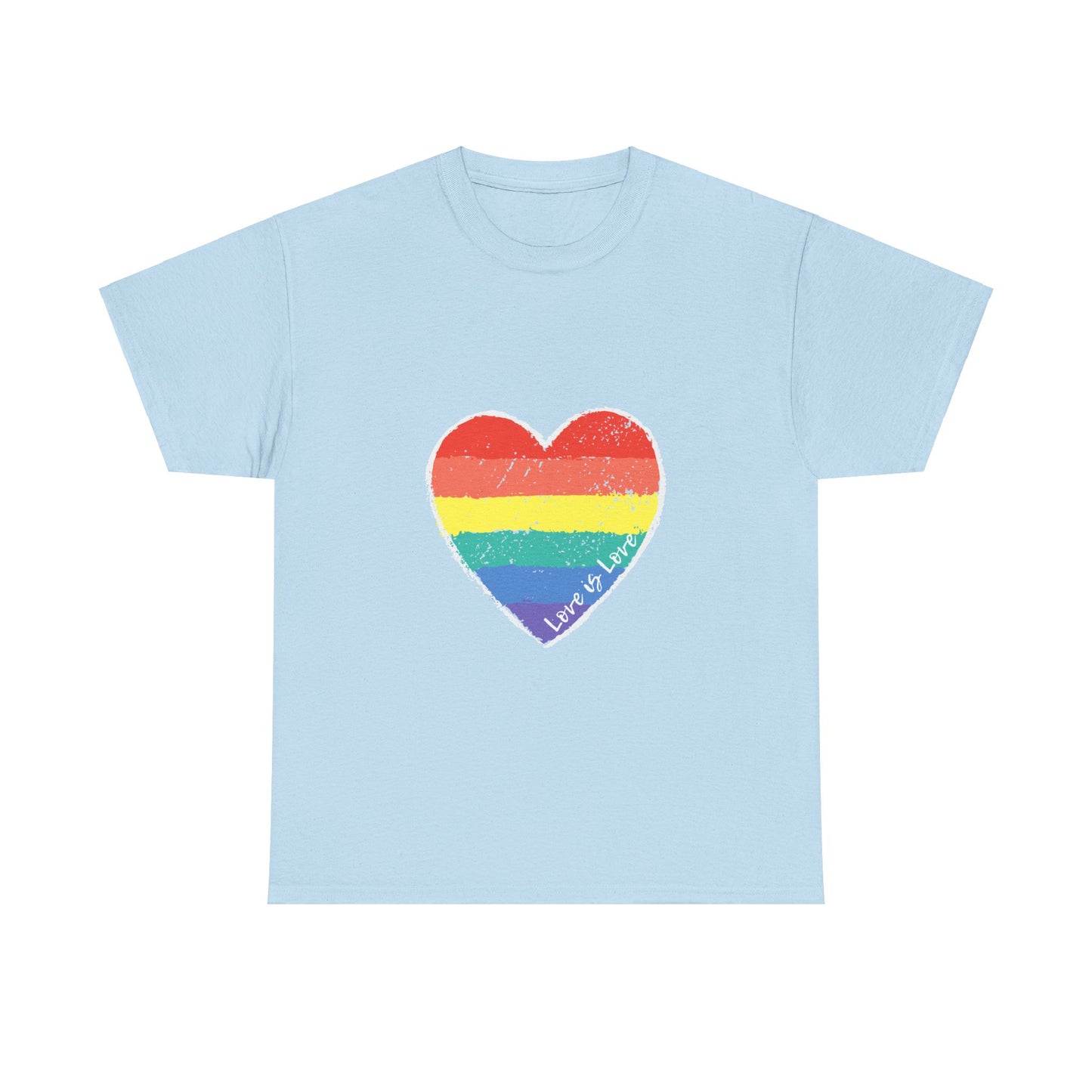 Unisex Heavy Cotton Tee - Love Is Love Rainbow Heart