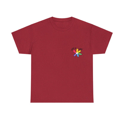 Unisex Heavy Cotton Tee - Rainbow Flower Mini