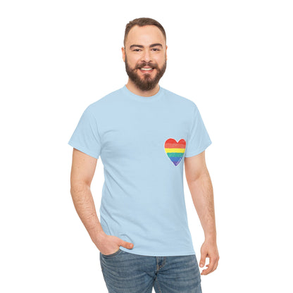 Unisex Heavy Cotton Tee - Love Is Love Rainbow Heart Mini