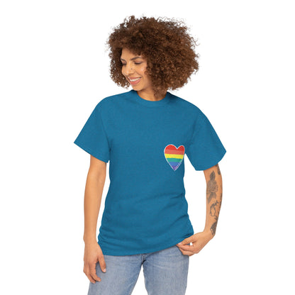 Unisex Heavy Cotton Tee - Love Is Love Rainbow Heart Mini