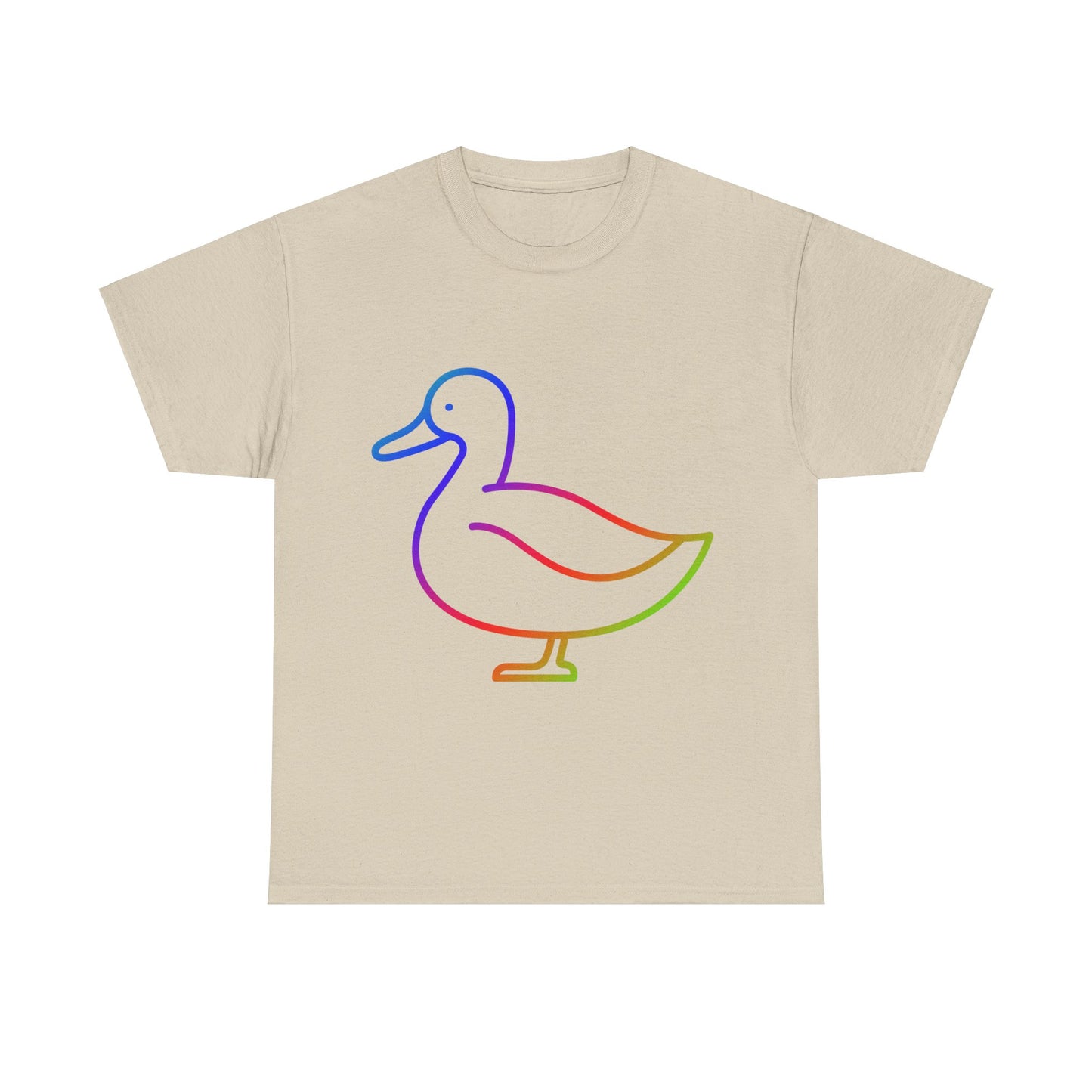 vibrant animal lover t-shirt with colourful rainbow duck outline. Great for as a gift. Great for wildlife adventures.