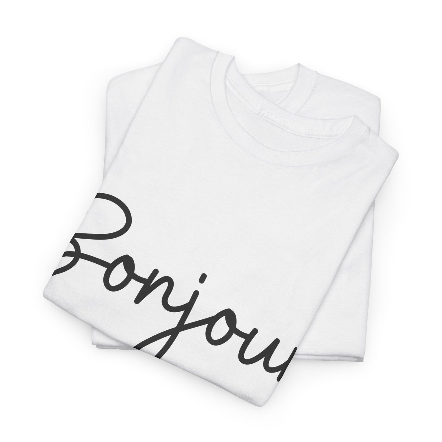 "Bonjour" (French Greeting) Unisex Heavy Cotton Tee