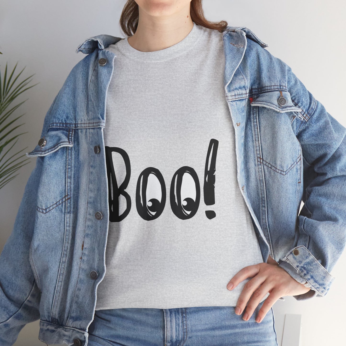 Unisex Heavy Cotton Tee - Boo Black Print