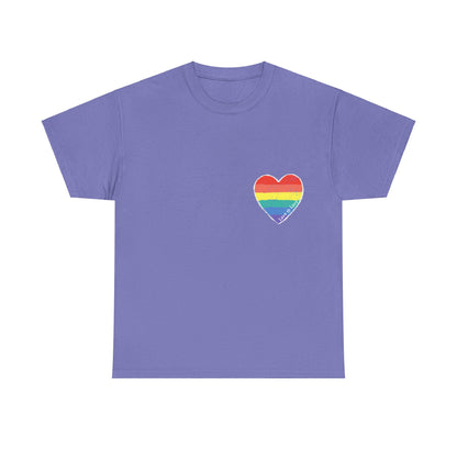 Unisex Heavy Cotton Tee - Love Is Love Rainbow Heart Mini