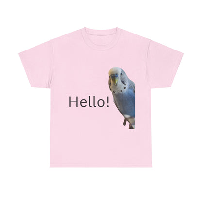 Hello Budgie T-shirt for Budgie lovers and bird enthusiasts.