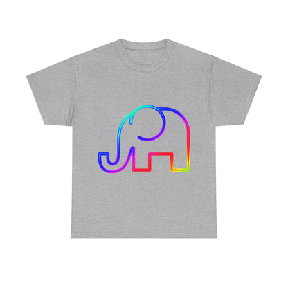 vibrant animal lover t-shirt with colourful rainbow elephant outline. Great for as a gift. Great for wildlife adventures.