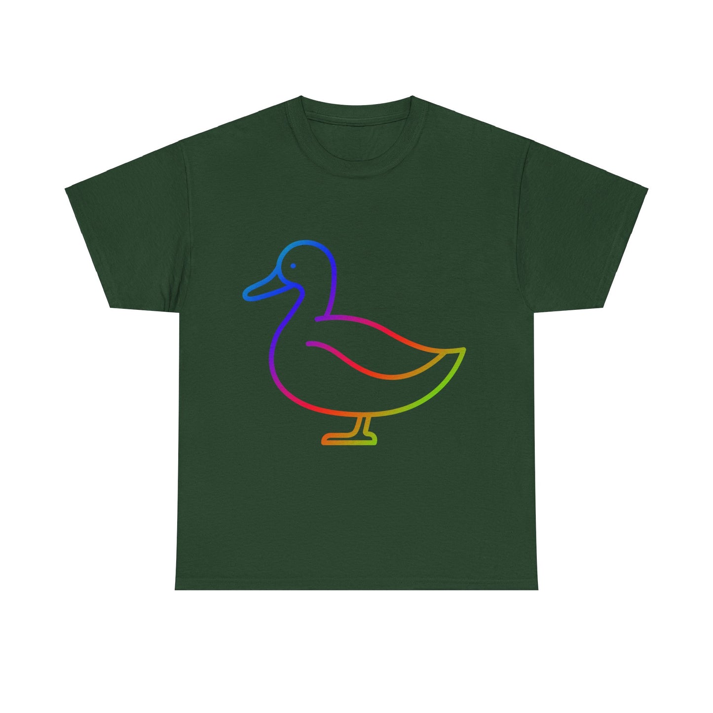 vibrant animal lover t-shirt with colourful rainbow duck outline. Great for as a gift. Great for wildlife adventures.