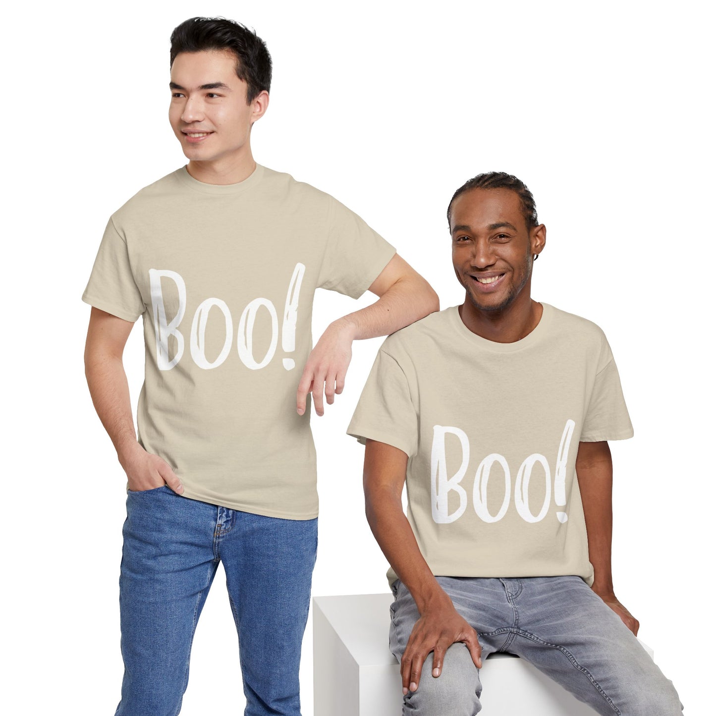 Unisex Heavy Cotton Tee - Boo White Print