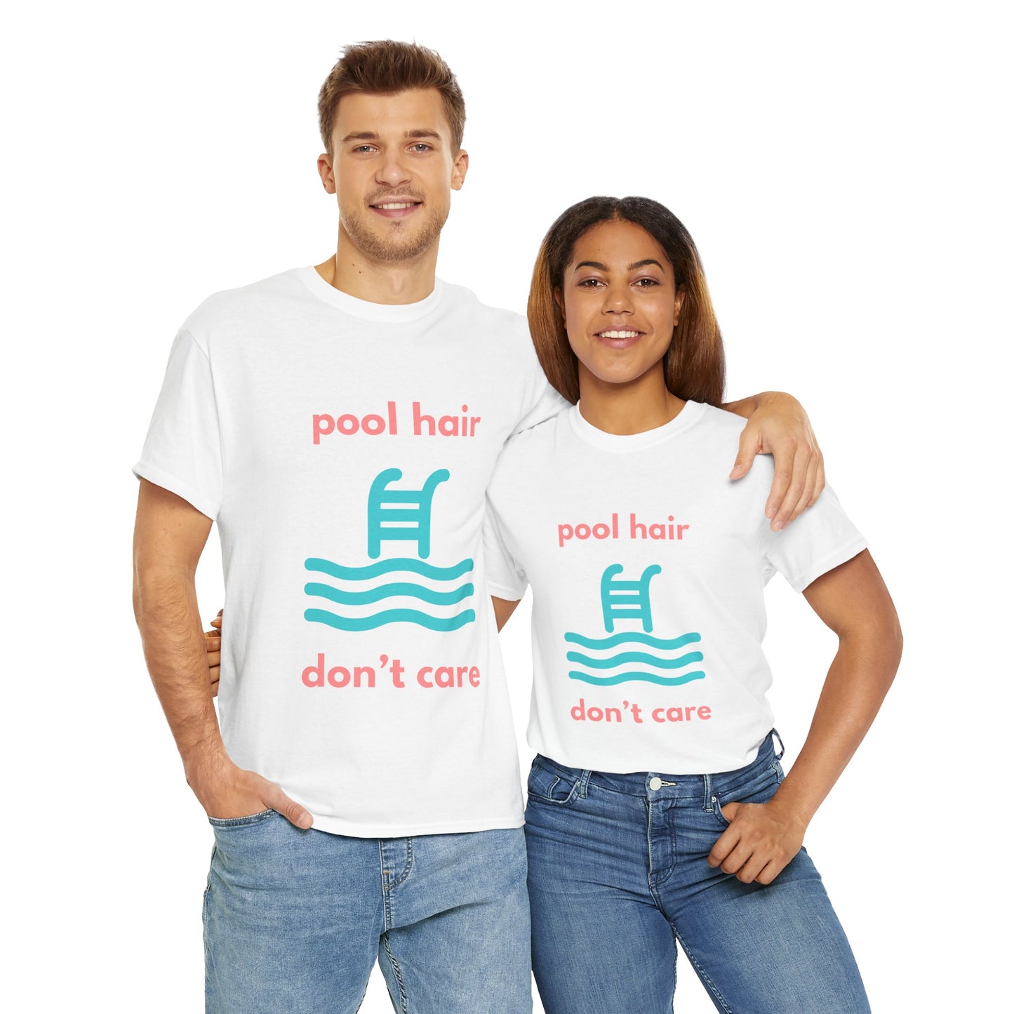 Unisex Heavy Cotton Tee - Pool Hair, Don't Care