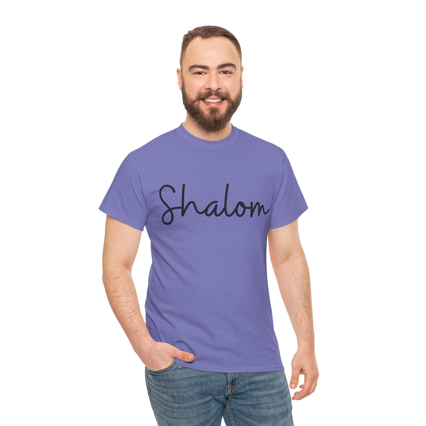 "Shalom" (Hebrew Greeting) Unisex Heavy Cotton Tee