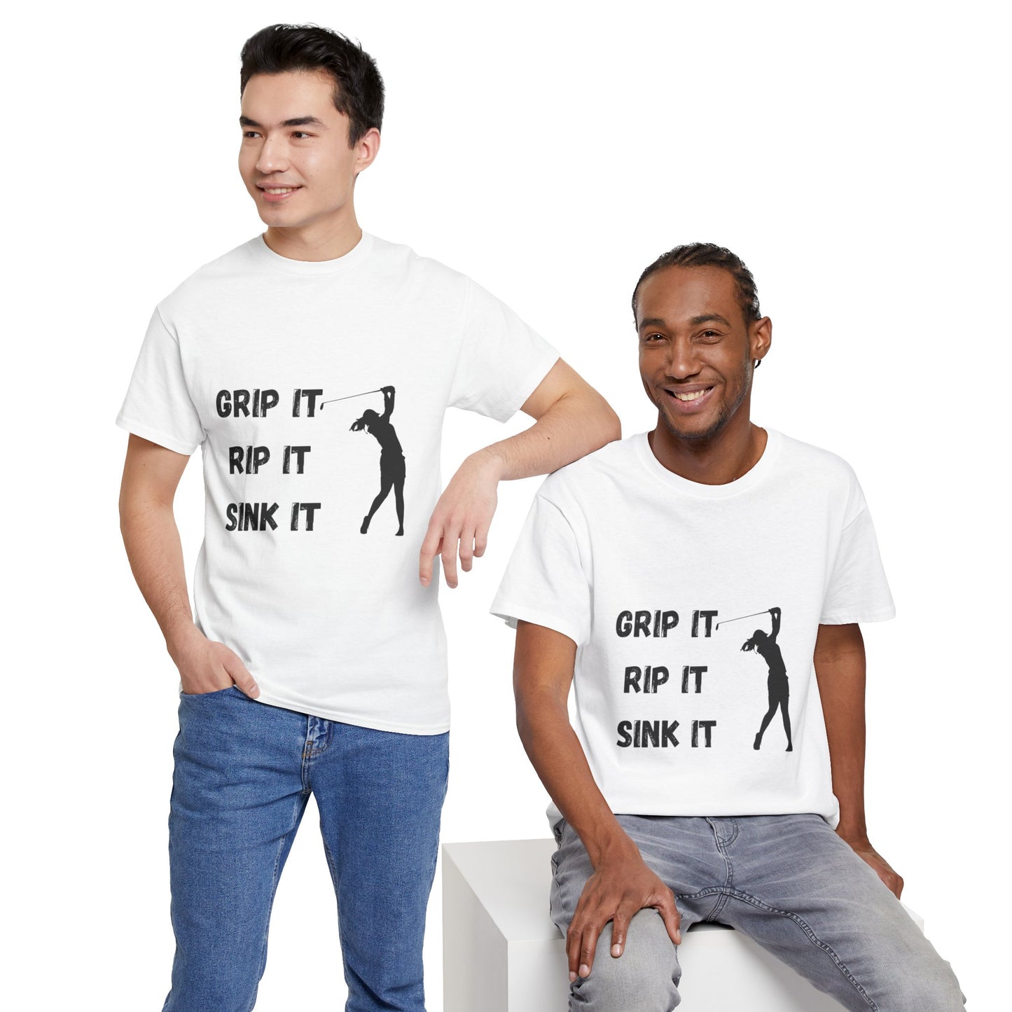 Unisex Heavy Cotton Tee - Grip It, Rip It, Sink It Woman