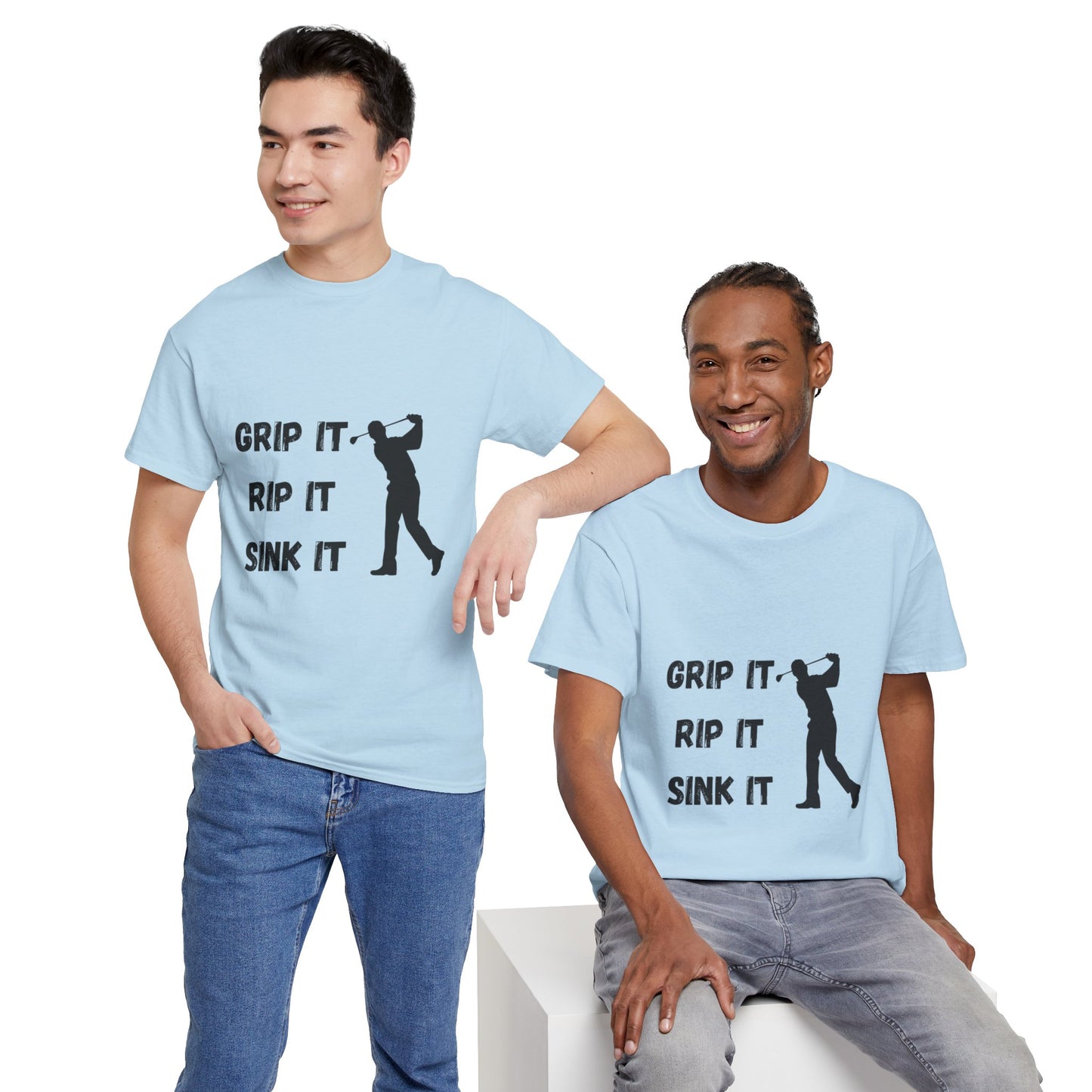 Unisex Heavy Cotton Tee - Grip It, Rip It, Sink It Man