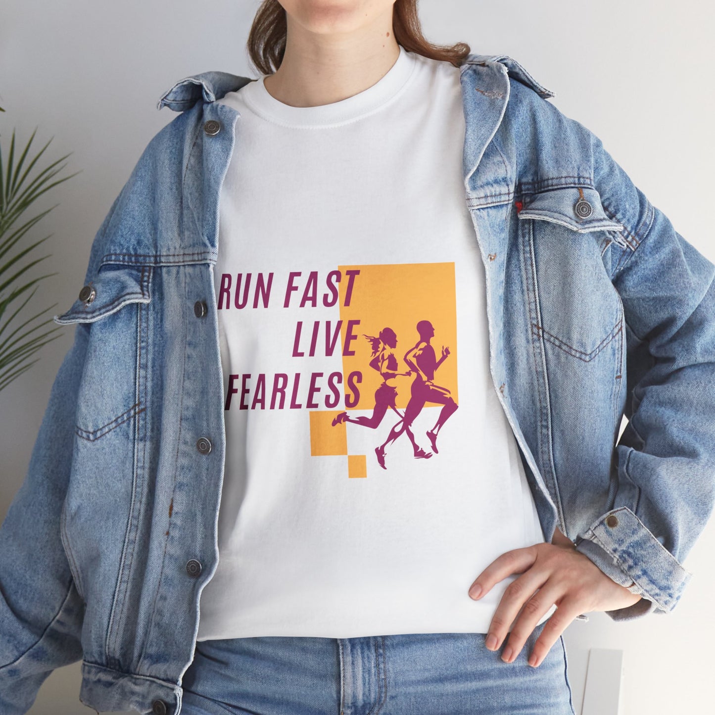 Unisex Heavy Cotton Tee - Run Fast, Live Fearless