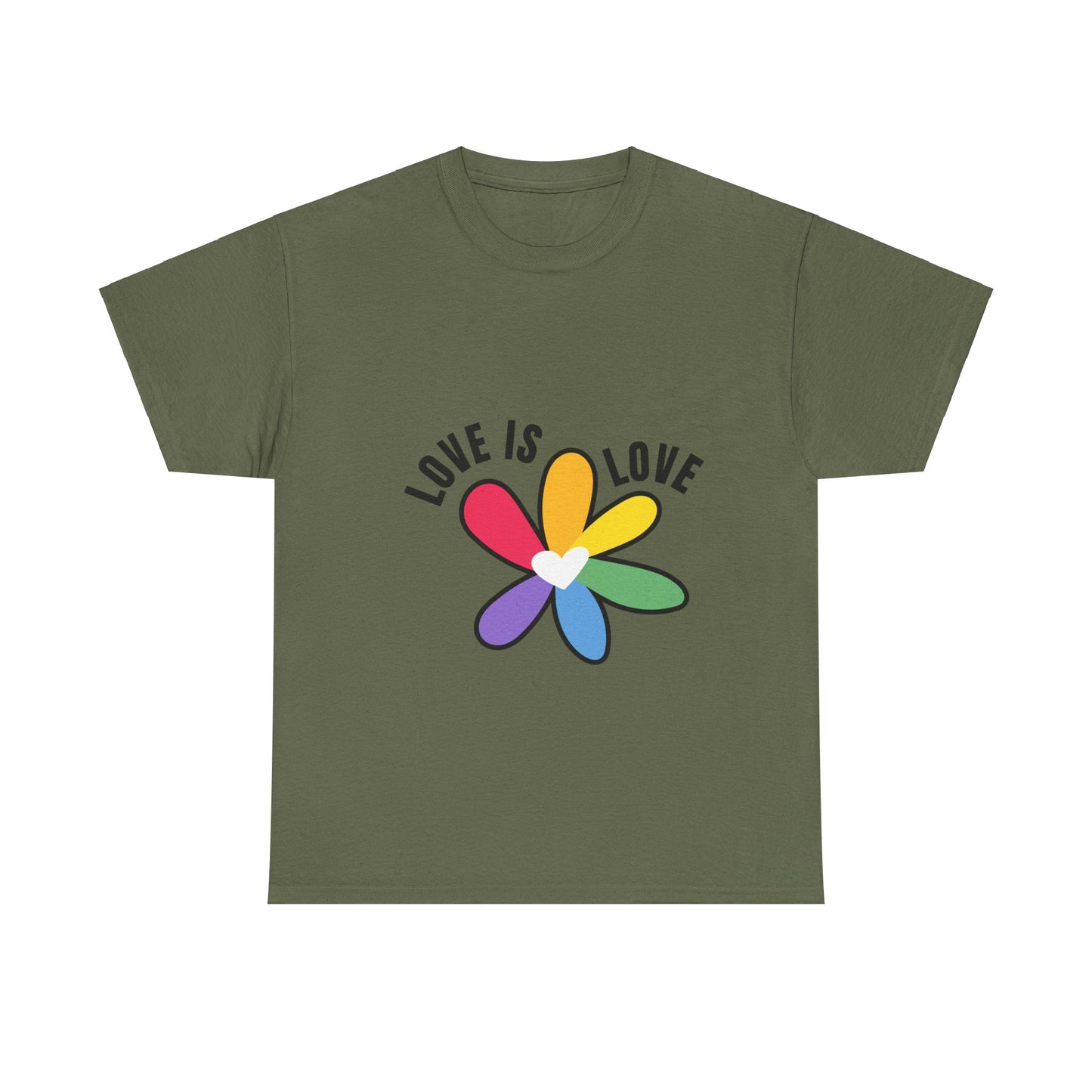 Unisex Heavy Cotton Tee - Rainbow Flower