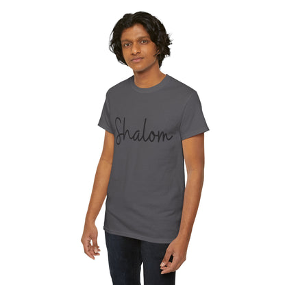 "Shalom" (Hebrew Greeting) Unisex Heavy Cotton Tee